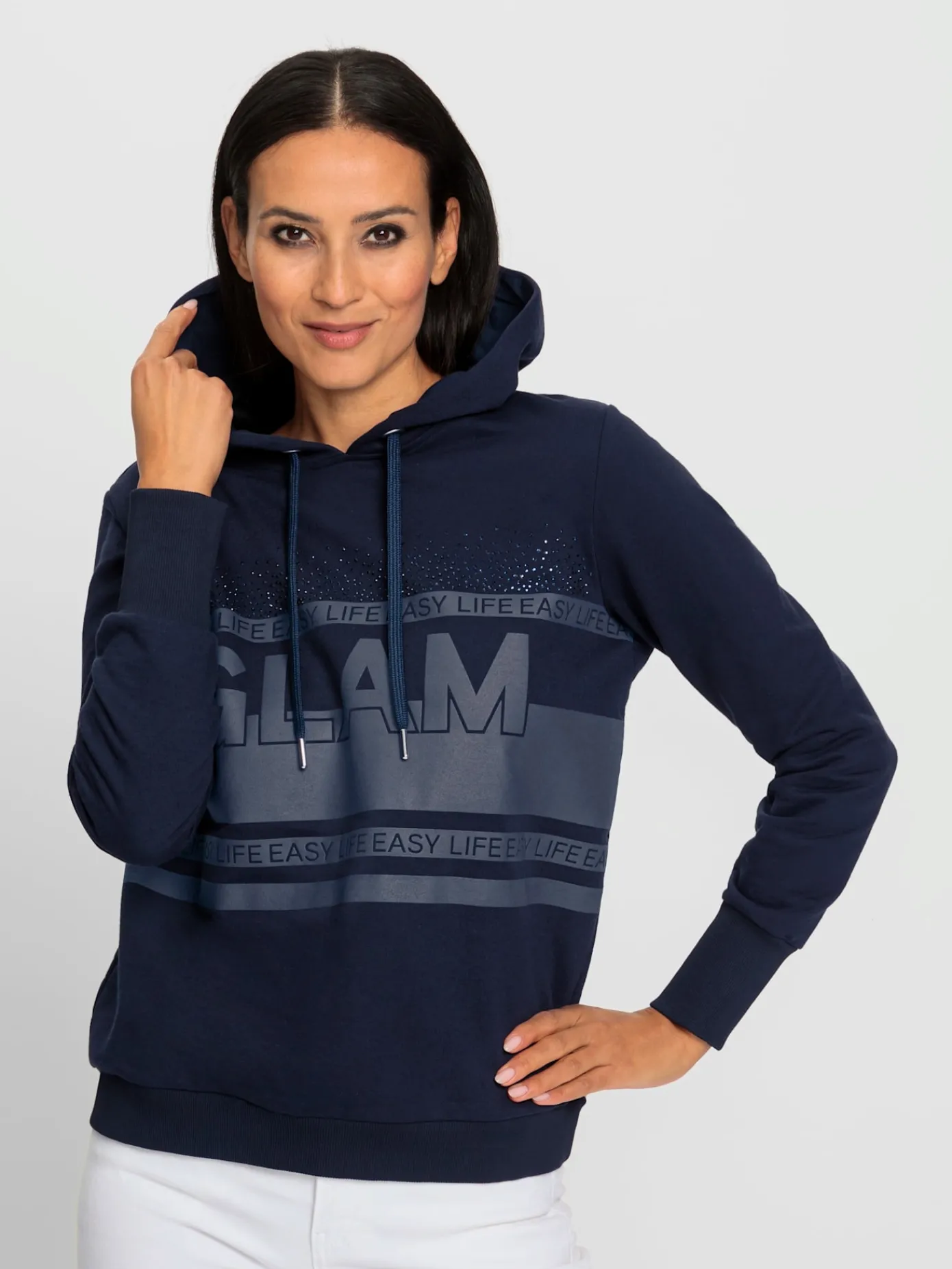 Rick Cardona Tenues De Détente|Pulls<Sweatshirt à capuche motif imprimé avec pierres brillantes fantaisie