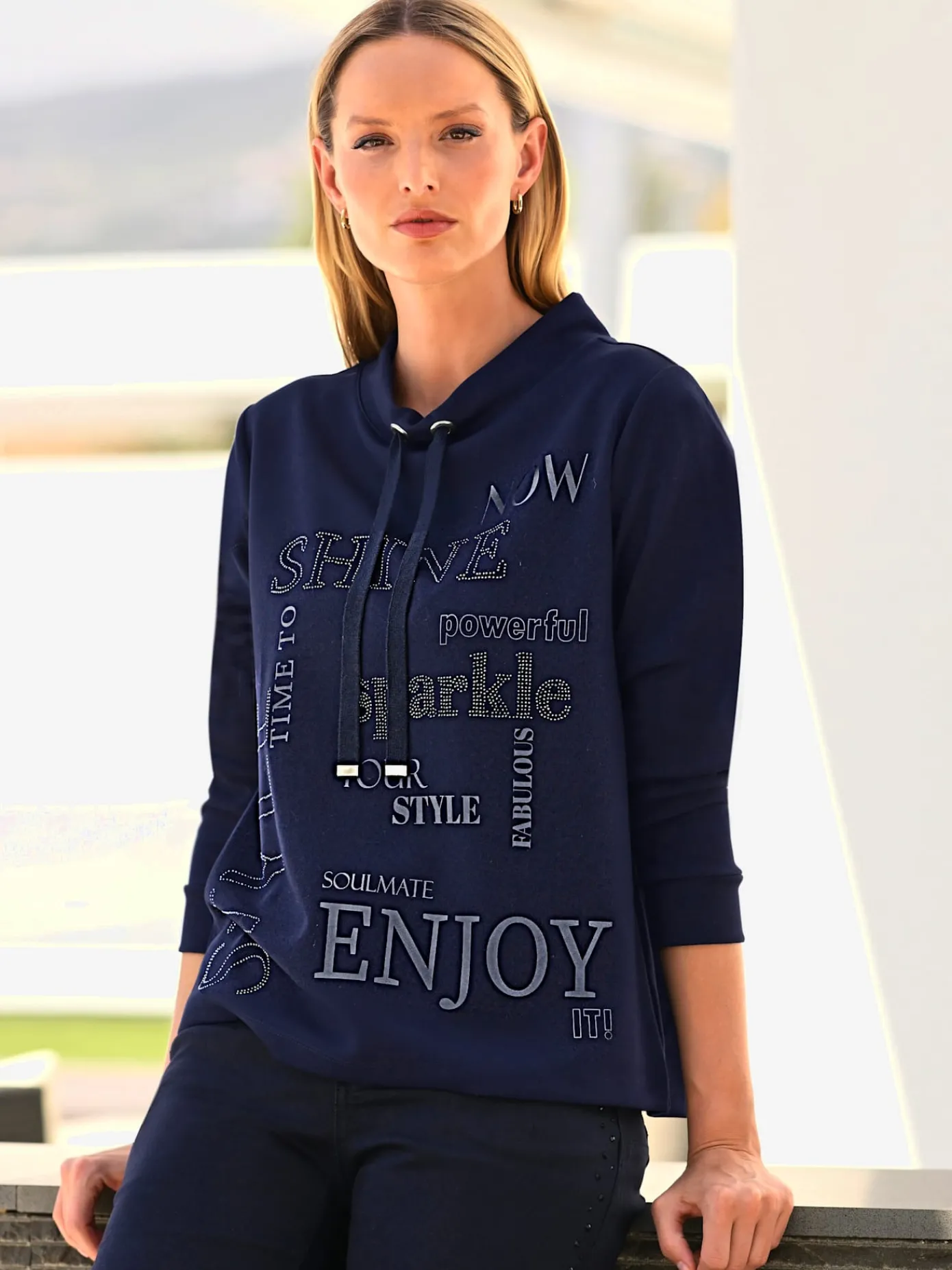 Rick Cardona Tenues De Détente|Pulls<Sweatshirt imprimé avec pierres brillantes fantaisie