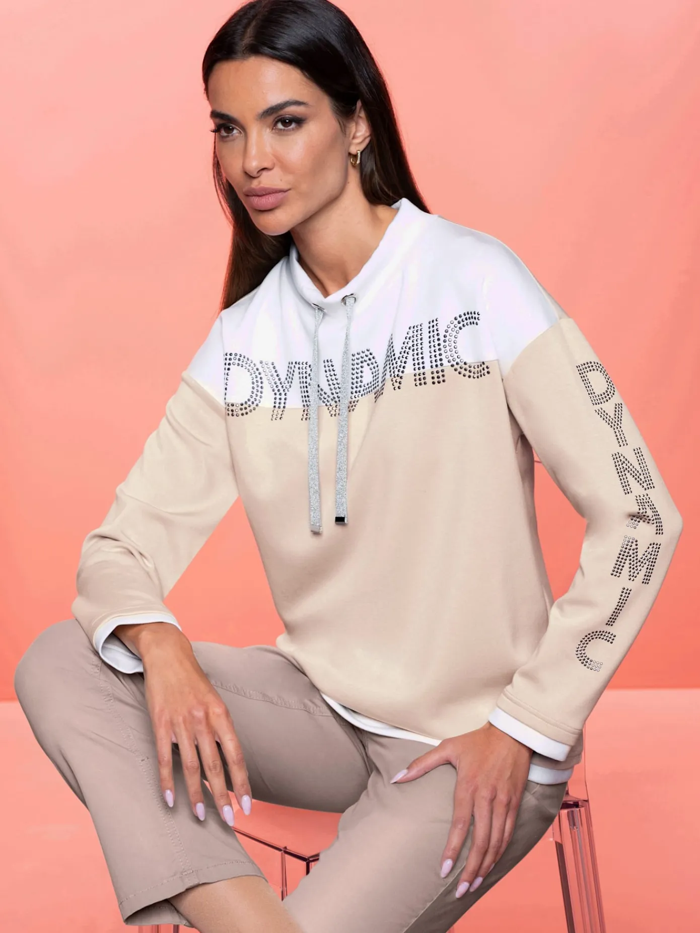 Rick Cardona Tenues De Détente|Pulls<Sweatshirt inscription avec petites pierres brillantes fantaisie