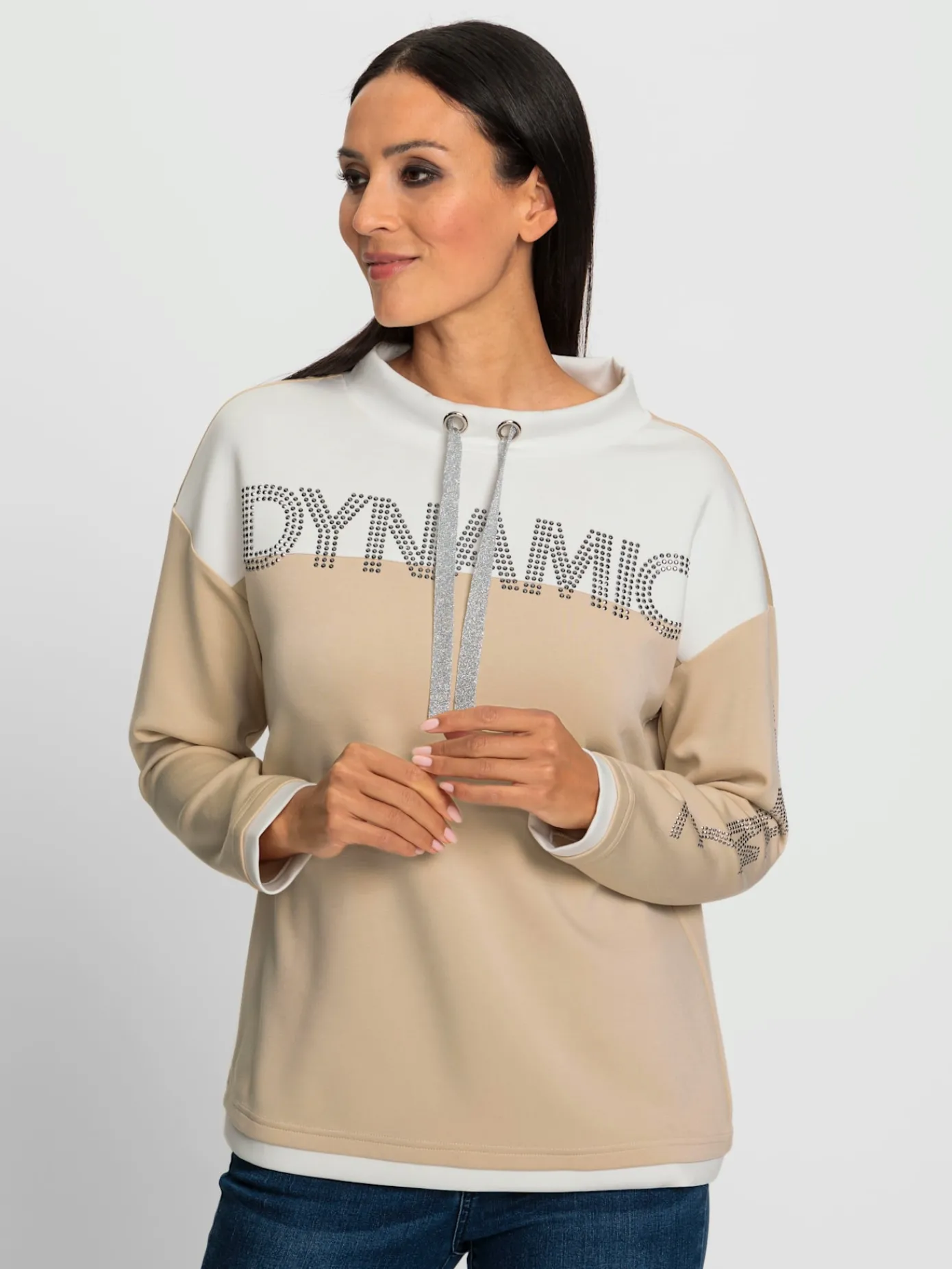 Rick Cardona Tenues De Détente|Pulls<Sweatshirt inscription avec petites pierres brillantes fantaisie