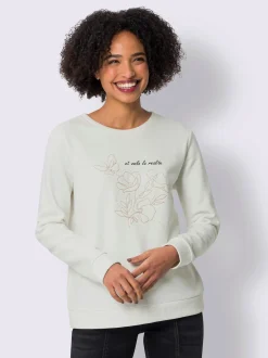 Linea Tesini Tenues De Détente|Pulls<Sweatshirt jolie broderie florale avec perles décoratives