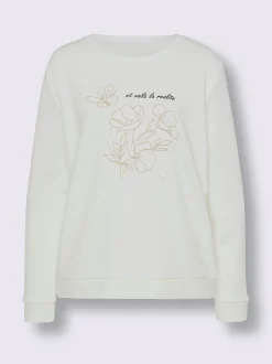 Linea Tesini Tenues De Détente|Pulls<Sweatshirt jolie broderie florale avec perles décoratives