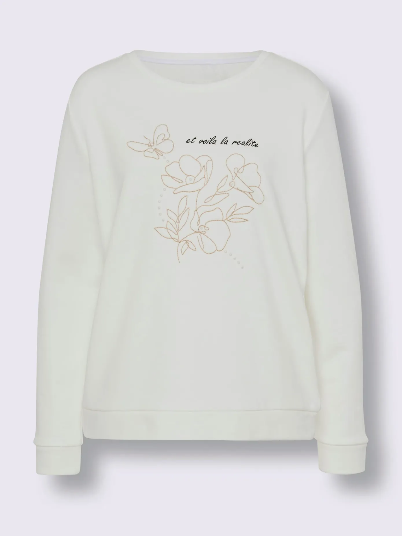 Linea Tesini Tenues De Détente|Pulls<Sweatshirt jolie broderie florale avec perles décoratives