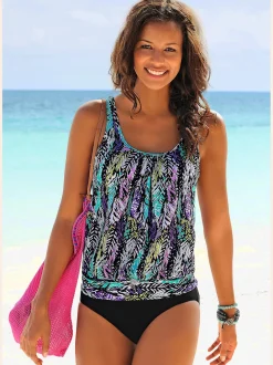 LASCANA Maillots De Bain<Tankini ample imprimé plumes tendance