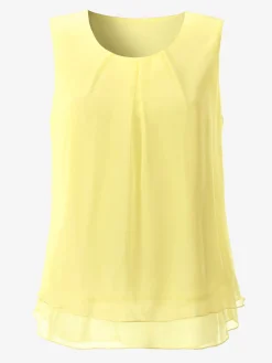 Débardeurs|T-Shirts<Top femme évasé avec encolure ronde plissée