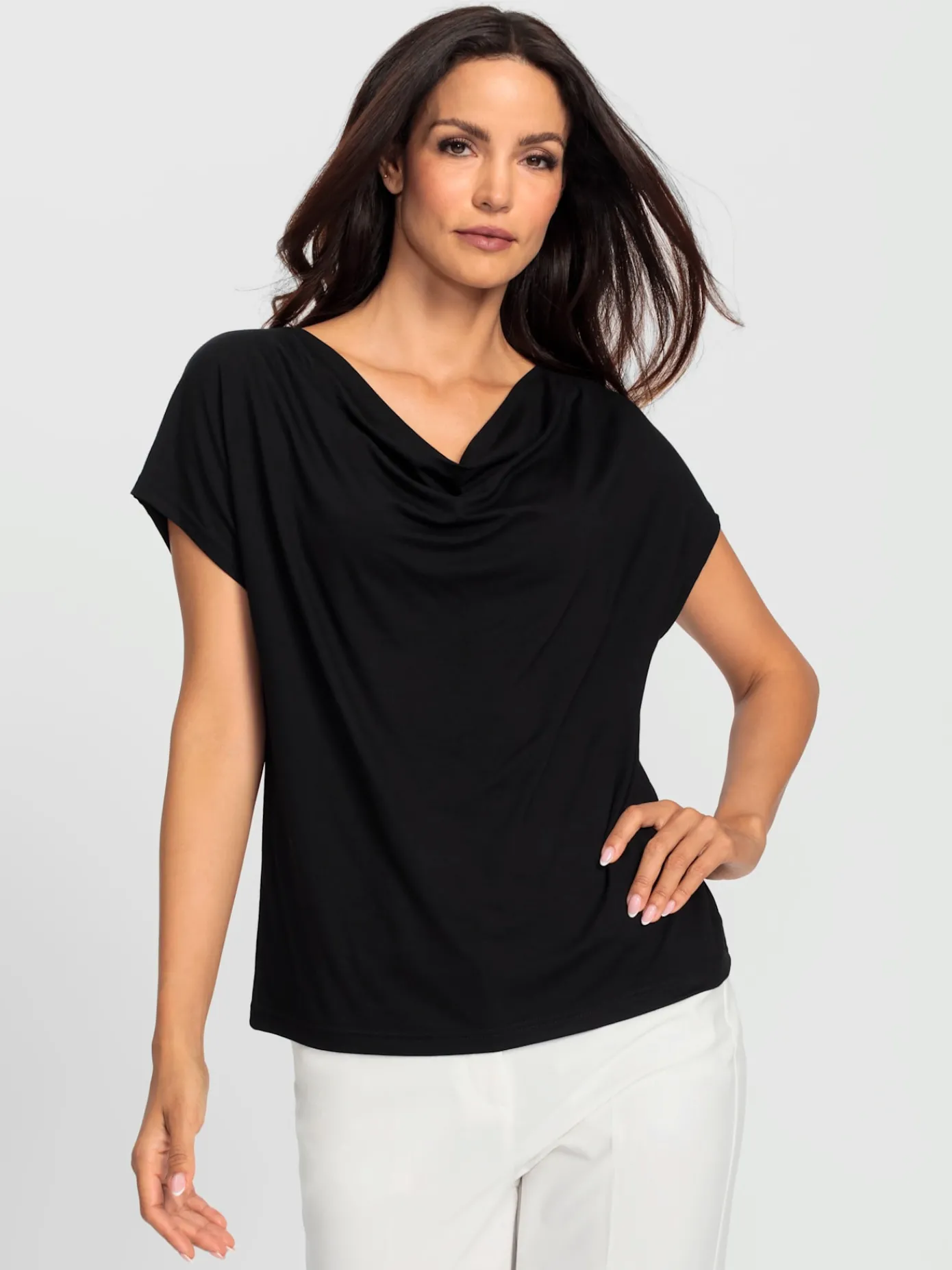 Ashley Brooke T-Shirts<T-shirt à col bénitier viscose douce et fluide