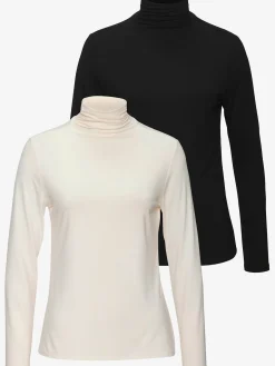 LASCANA T-Shirts<T-shirt à col montant fronces délicates au col roulé