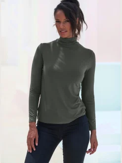 LASCANA T-Shirts<T-shirt à col montant fronces délicates au col roulé