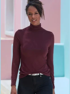 LASCANA T-Shirts<T-shirt à col montant fronces délicates au col roulé