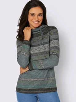 T-Shirts<T-shirt à col montant motif imprimé