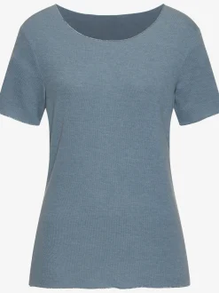 LASCANA T-Shirts<T-shirt à col rond bords pailletés raffinés à l'encolure, aux finitions des manches et à l'ourlet