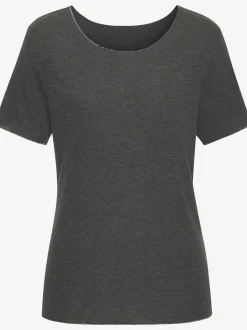 LASCANA T-Shirts<T-shirt à col rond bords pailletés raffinés à l'encolure, aux finitions des manches et à l'ourlet