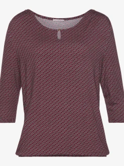 Vivance T-Shirts<T-shirt à col rond encolure ronde avec petite ouverture et bouton doré devant