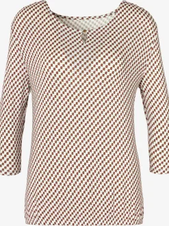 Vivance T-Shirts<T-shirt à col rond encolure ronde avec petite ouverture et bouton doré devant