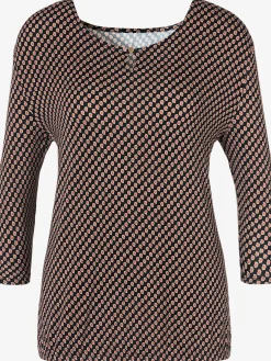 Vivance T-Shirts<T-shirt à col rond encolure ronde avec petite ouverture et bouton doré devant