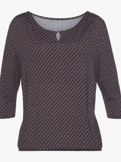 Vivance T-Shirts<T-shirt à col rond encolure ronde avec petite ouverture et bouton doré devant