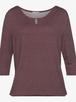 Vivance T-Shirts<T-shirt à col rond encolure ronde avec petite ouverture et bouton doré devant