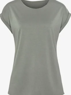 LASCANA T-Shirts<T-shirt à col rond finitions pailletées raffinées à l'encolure ronde et à l'ourlet