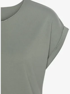 LASCANA T-Shirts<T-shirt à col rond finitions pailletées raffinées à l'encolure ronde et à l'ourlet