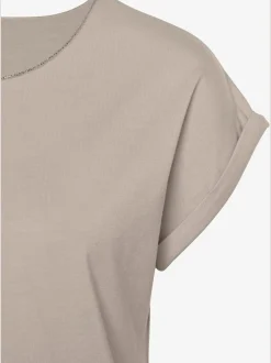 LASCANA T-Shirts<T-shirt à col rond finitions pailletées raffinées à l'encolure ronde et à l'ourlet