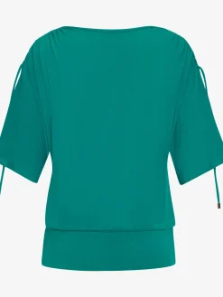 LASCANA T-Shirts<T-shirt à col rond fronce avec liens à nouer aux épaules pour régler la longueur des manches : manches courtes ou mi-longues