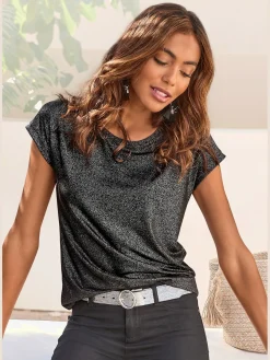 Vivance T-Shirts<T-shirt à col rond jersey avec effet brillant raffiné