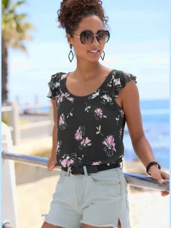 Vivance T-Shirts<T-shirt à col rond large bordure à l'encolure