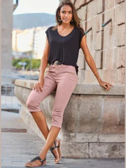 LASCANA T-Shirts<T-shirt à col rond mancherons courts