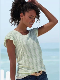 Vivance T-Shirts<T-shirt à col rond manches chauve-souris tendance