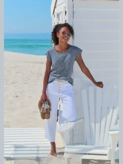 Vivance T-Shirts<T-shirt à col rond manches chauve-souris tendance