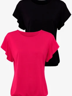 LASCANA T-Shirts<T-shirt à col rond manches volantées légères