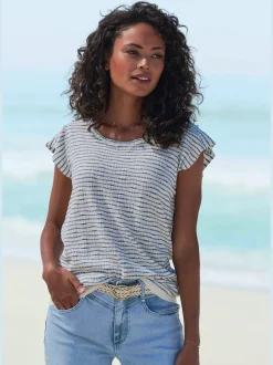 Vivance T-Shirts<T-shirt à col rond manches chauve-souris tendance