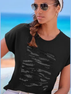 LASCANA T-Shirts<T-shirt à col rond motif en strass de qualité