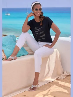 LASCANA T-Shirts<T-shirt à col rond motif en strass de qualité