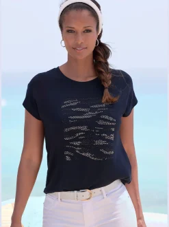 LASCANA T-Shirts<T-shirt à col rond motif en strass de qualité