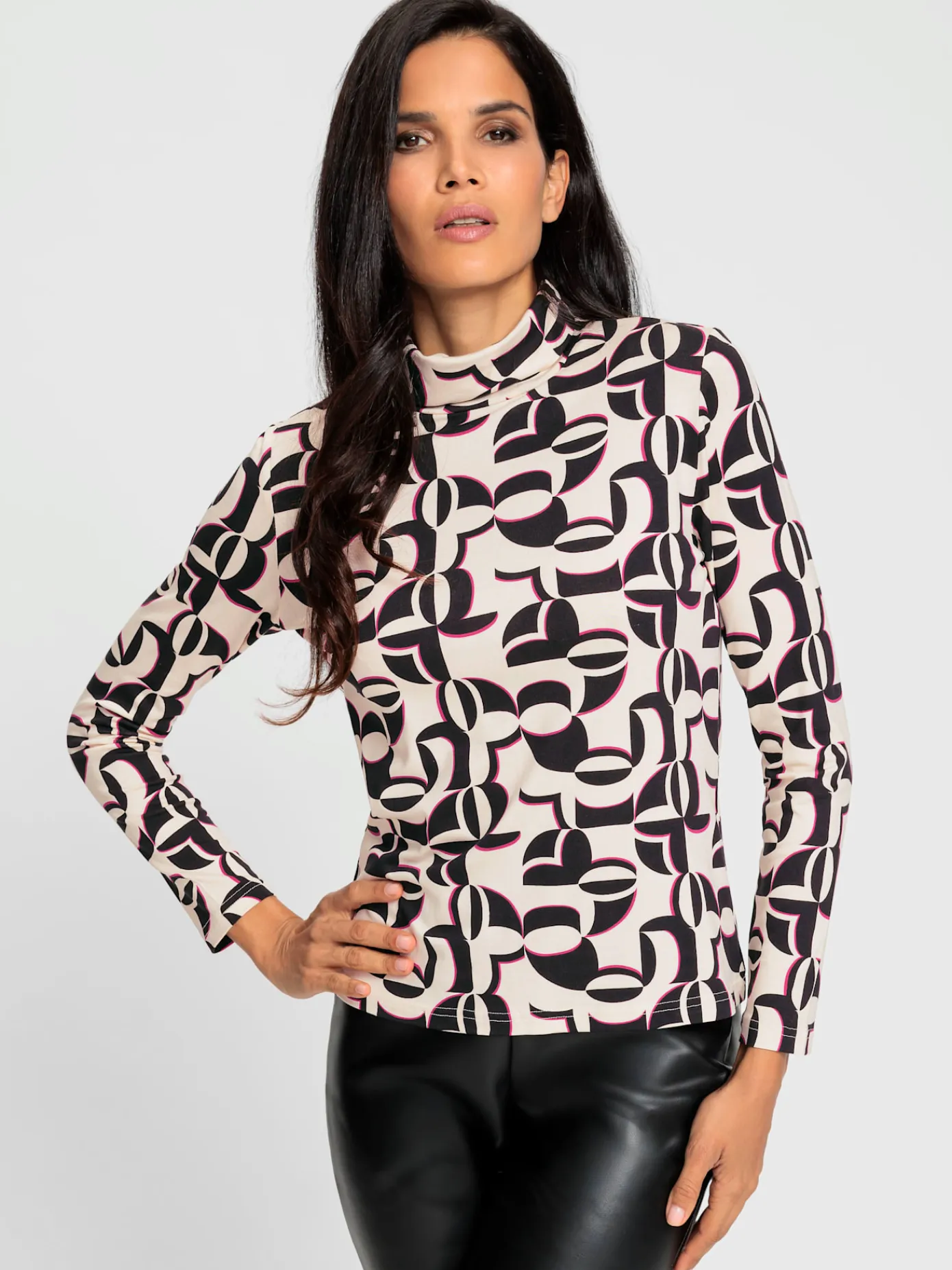 Ashley Brooke T-Shirts<T-shirt à col roulé imprimé mode