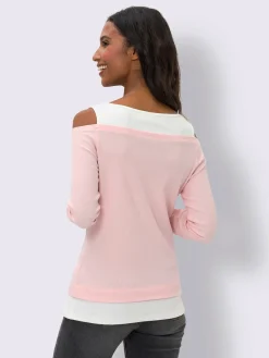 Mandarin T-Shirts<T-shirt 2 en 1 qualité jersey côtelée facile à entretenir