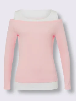 Mandarin T-Shirts<T-shirt 2 en 1 qualité jersey côtelée facile à entretenir