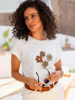 T-Shirts<T-shirt à encolure ronde 50% coton et 50% modal