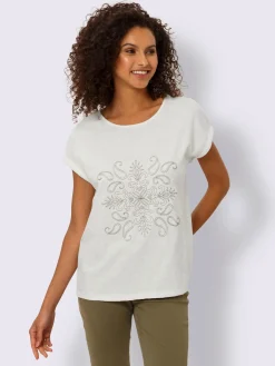 Linea Tesini T-Shirts<T-shirt à encolure ronde broderie contrastée