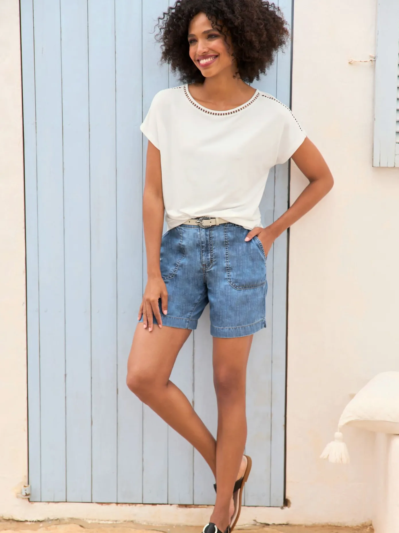 Linea Tesini T-Shirts<T-shirt à encolure ronde dentelle ajourée