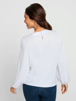 T-Shirts<T-shirt à encolure ronde empiècement en dentelle