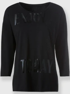 Rick Cardona T-Shirts<T-shirt à encolure ronde imprimé feuille brillant