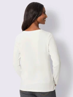 Mandarin T-Shirts<T-shirt à encolure ronde inscription brillante