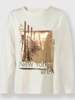 Rick Cardona T-Shirts<T-shirt à encolure ronde joli imprimé feuille devant