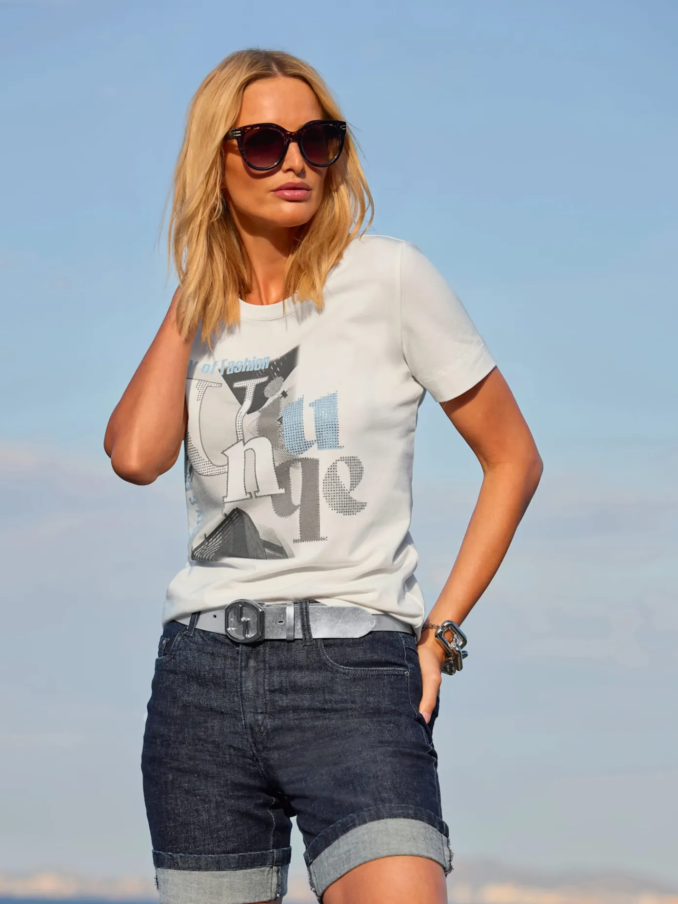 Rick Cardona T-Shirts<T-shirt à encolure ronde joli imprimé devant