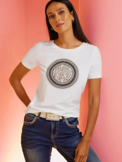 Rick Cardona T-Shirts<T-shirt à encolure ronde jolies pierres brillantes fantaisie