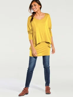 Linea Tesini T-Shirts<T-shirt à encolure ronde look décontracté tendance, manches chauve-souris