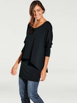 Linea Tesini T-Shirts<T-shirt à encolure ronde look décontracté tendance, manches chauve-souris