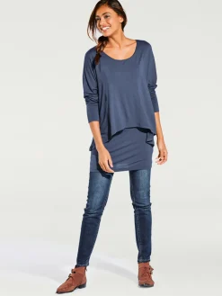 Linea Tesini T-Shirts<T-shirt à encolure ronde look décontracté tendance, manches chauve-souris